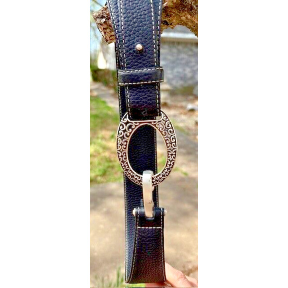 Brighton Accessories - Brighton Black B10523 Buckle & Hook Leather Belt Size Small